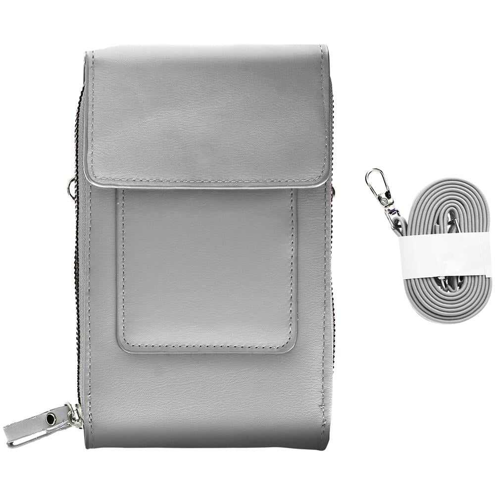 Pochette Tracolla 130 Cm Per Smartphone Similpelle Chiusura A Zip Grigio Chiaro - Foto 1