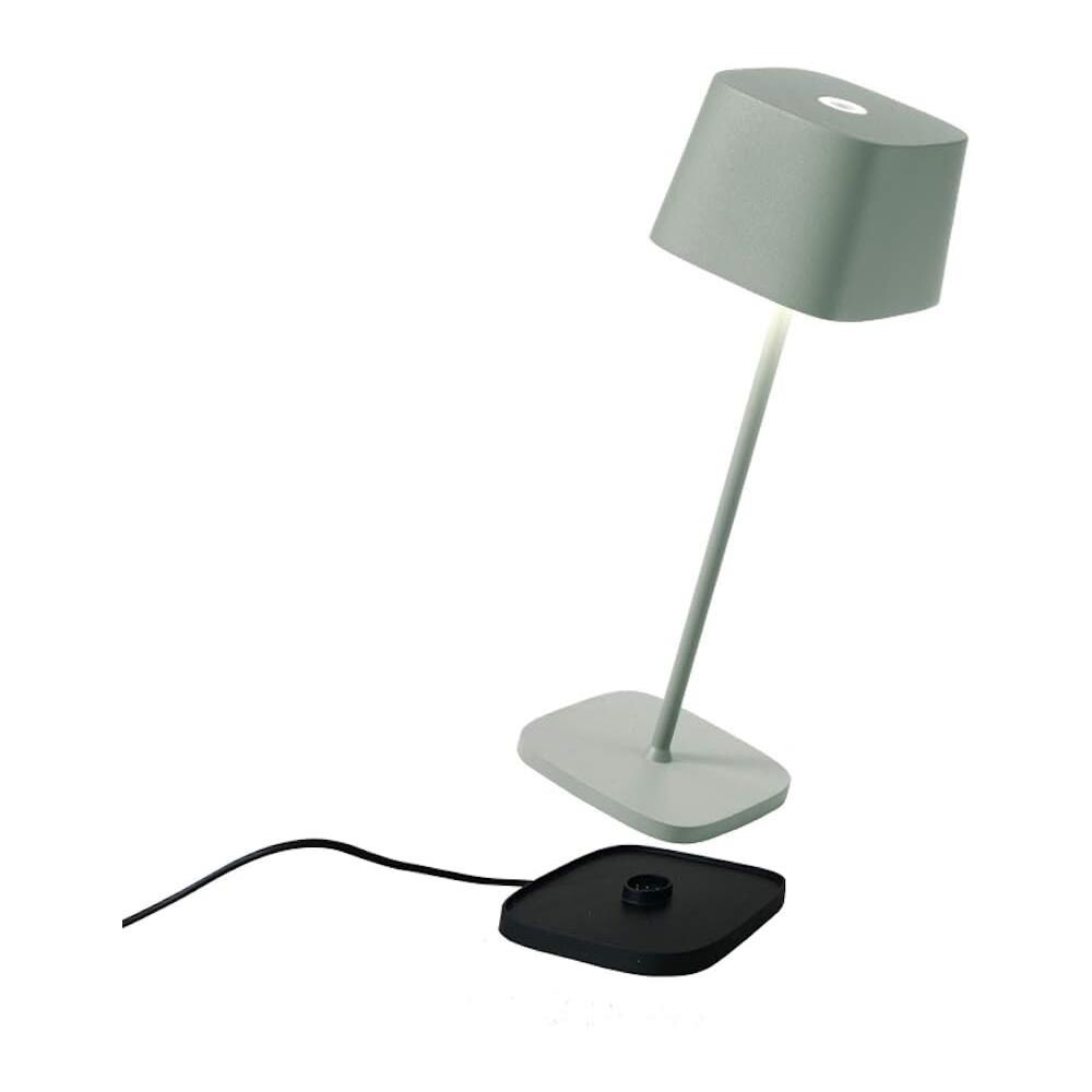 Lampada da Tavolo Ofelia Pro Dimmerabile in Alluminio Base di Ricarica a Contatto Protezione IP65 per Uso Interno /Esterno Colore Salvia - Foto 2