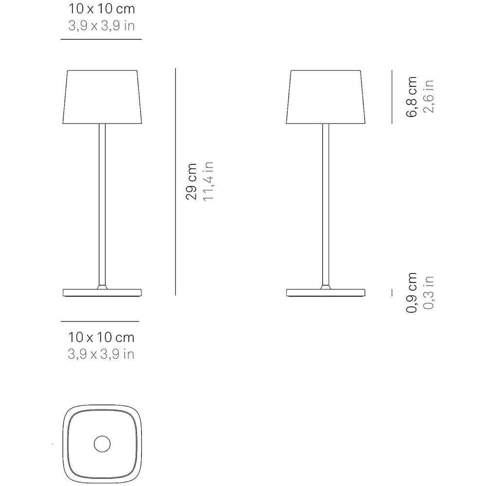 Lampada da Tavolo Ofelia Pro Dimmerabile in Alluminio Base di Ricarica a Contatto Protezione IP65 per Uso Interno /Esterno Colore Salvia - Foto 3