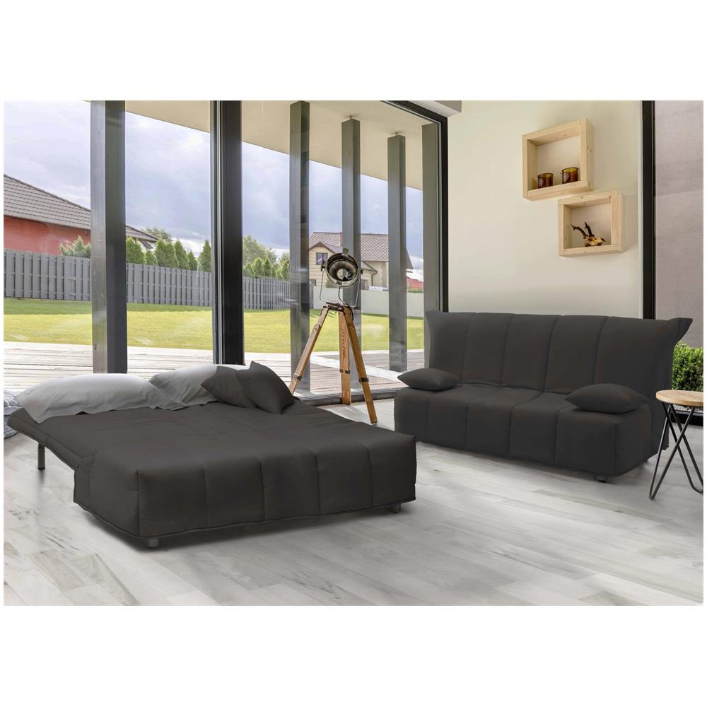 Divano Letto Alisee, Divano A 2 Posti, 100% Made In Italy, Sofà Soggiorno Con Apertura A Carrello, In Tessuto Imbottito, Con Cuscini Inclusi, Cm 125x90h85, Grigio - Foto 1