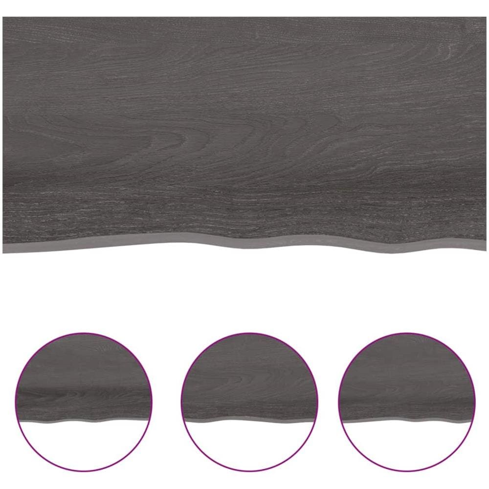 Ripiano Muro Marrone Scuro 80x20x2 cm Massello Rovere Trattato - Foto 3