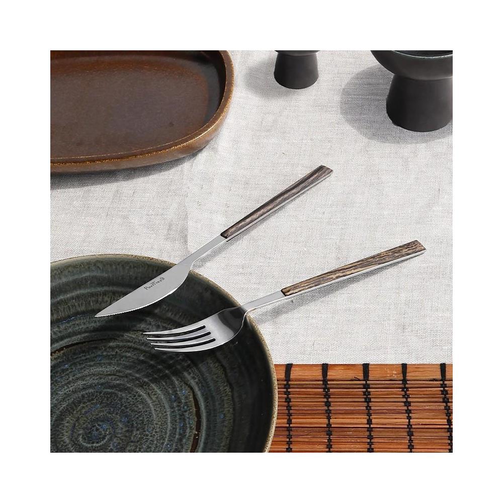 Sushi Queen set 24 posate da tavola in acciaio lucido con manico wenge Made in Italy - Foto 2