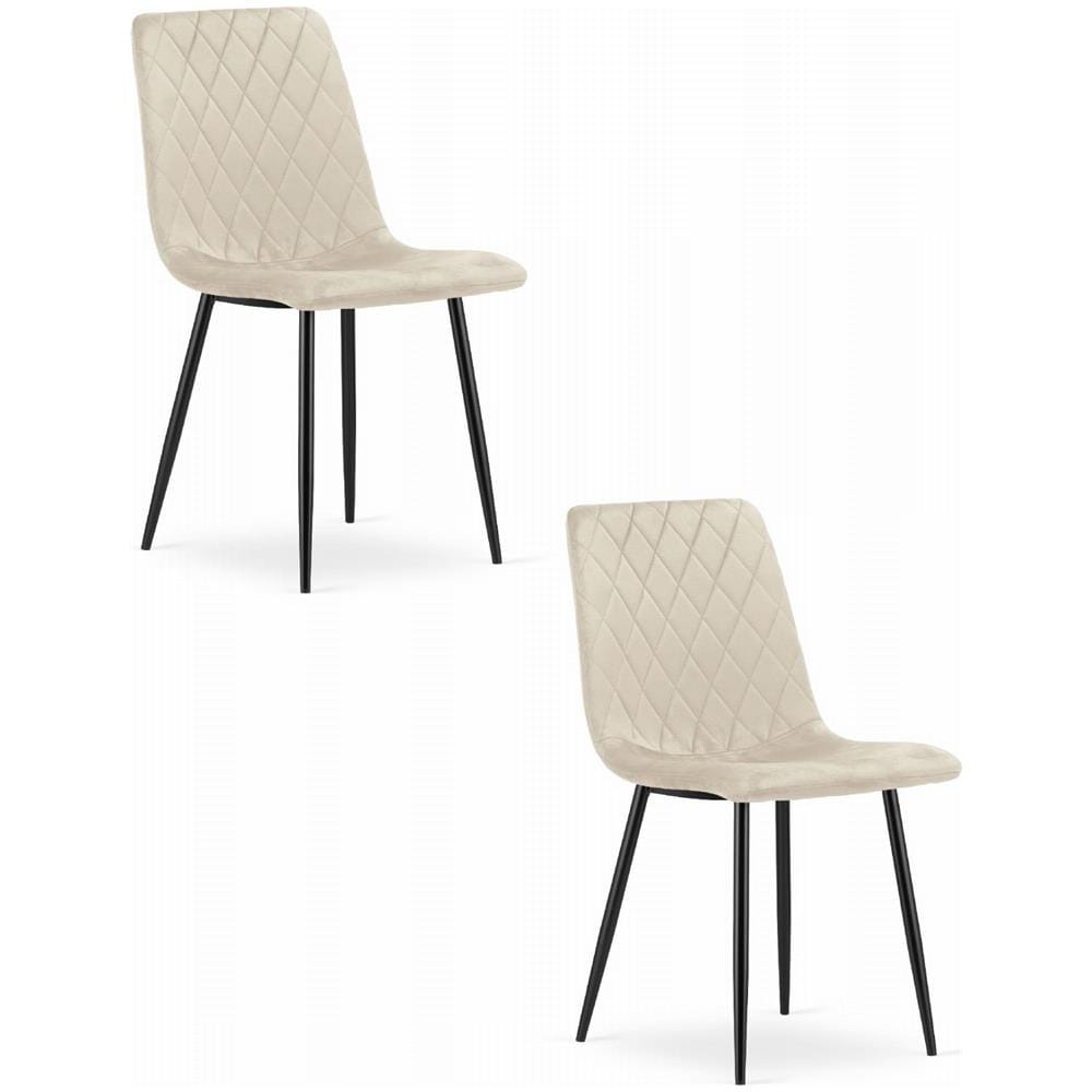 Sedia TURIN in velluto beige, design ergonomico x2 - Foto 1