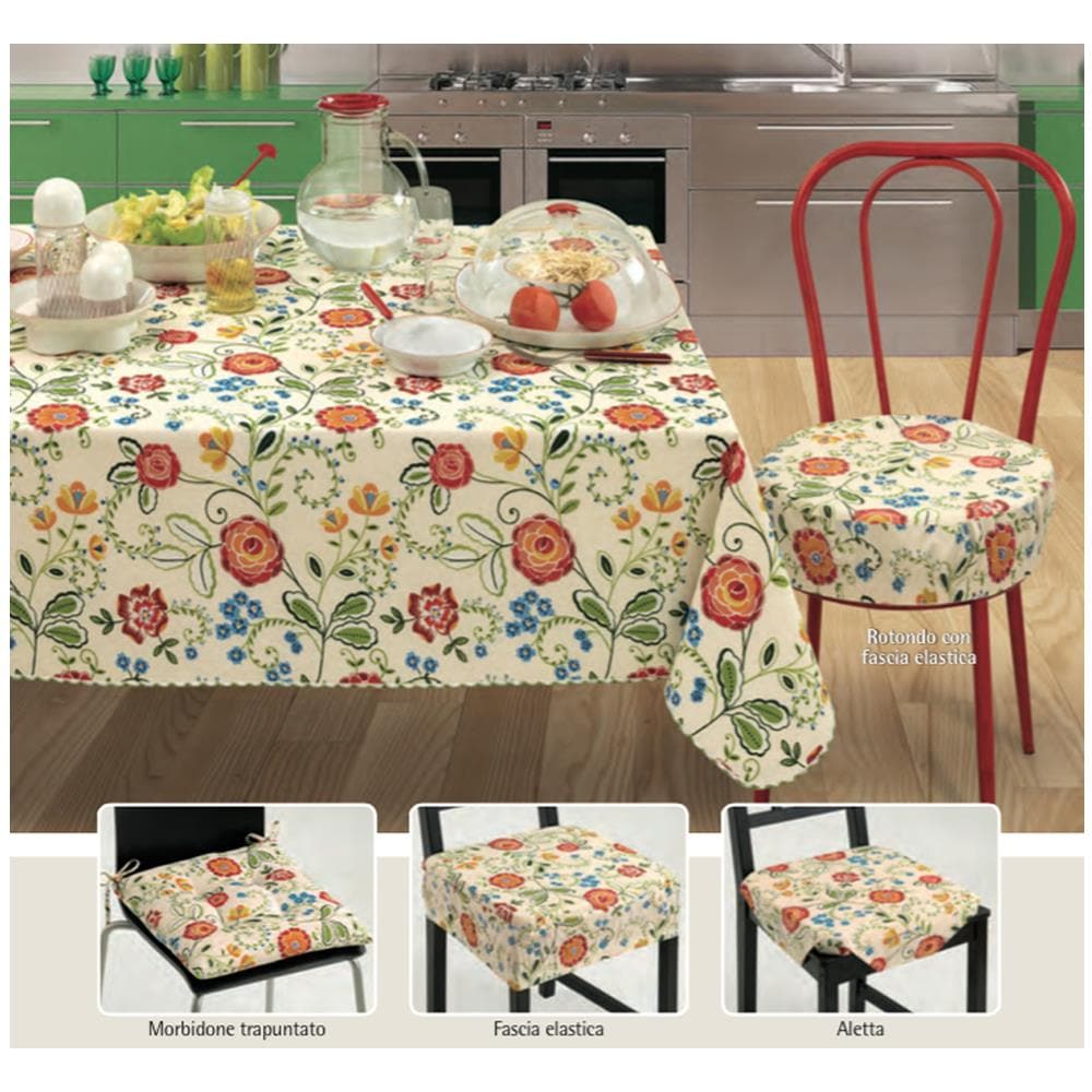Set Cuscini Coprisedia Imbottiti Sfoderabili Modello Garden Made In Italy Fascia Rotonda 4Pz Panna - Foto 2