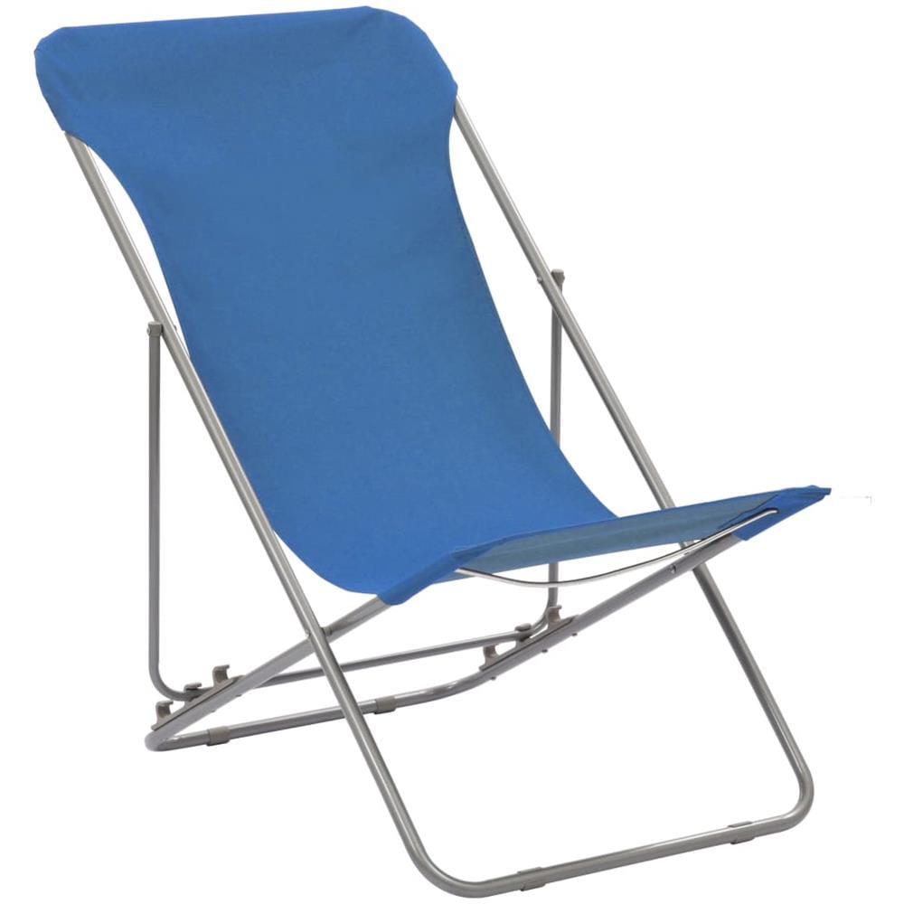 Sedie da Spiaggia Pieghevoli 2 pz Acciaio e Tessuto Oxford Blu - Foto 2