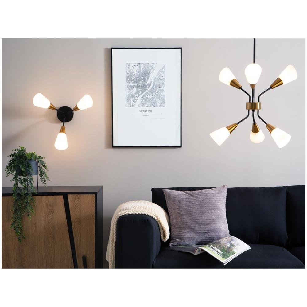 Lampadario A 6 Punti Luce In Metallo Bianco / oro Aroyo Vi - Foto 1