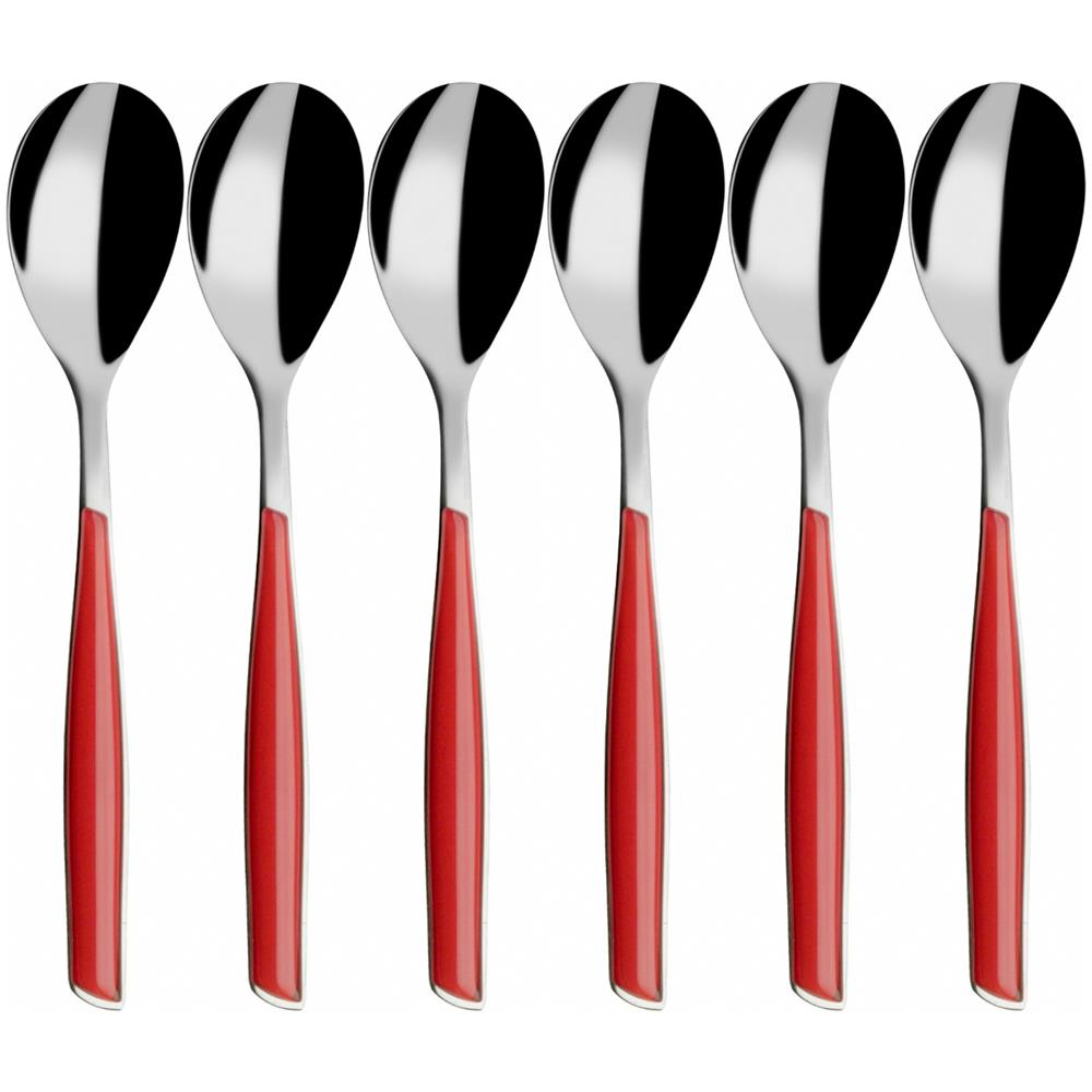Servizio Posate 6 Pz. Cucchiaino Caffè ""glamour"" Rosso - Foto 1
