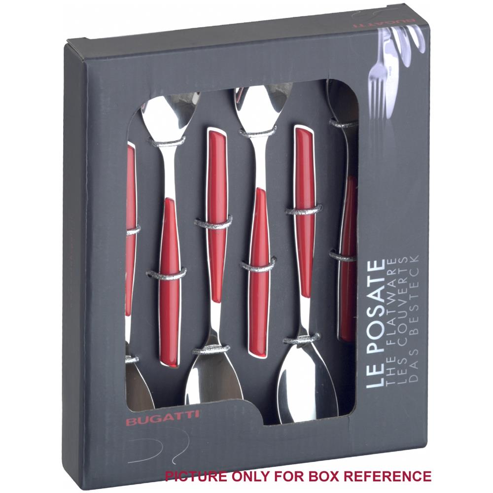 Servizio Posate 6 Pz. Cucchiaino Caffè ""glamour"" Rosso - Foto 2