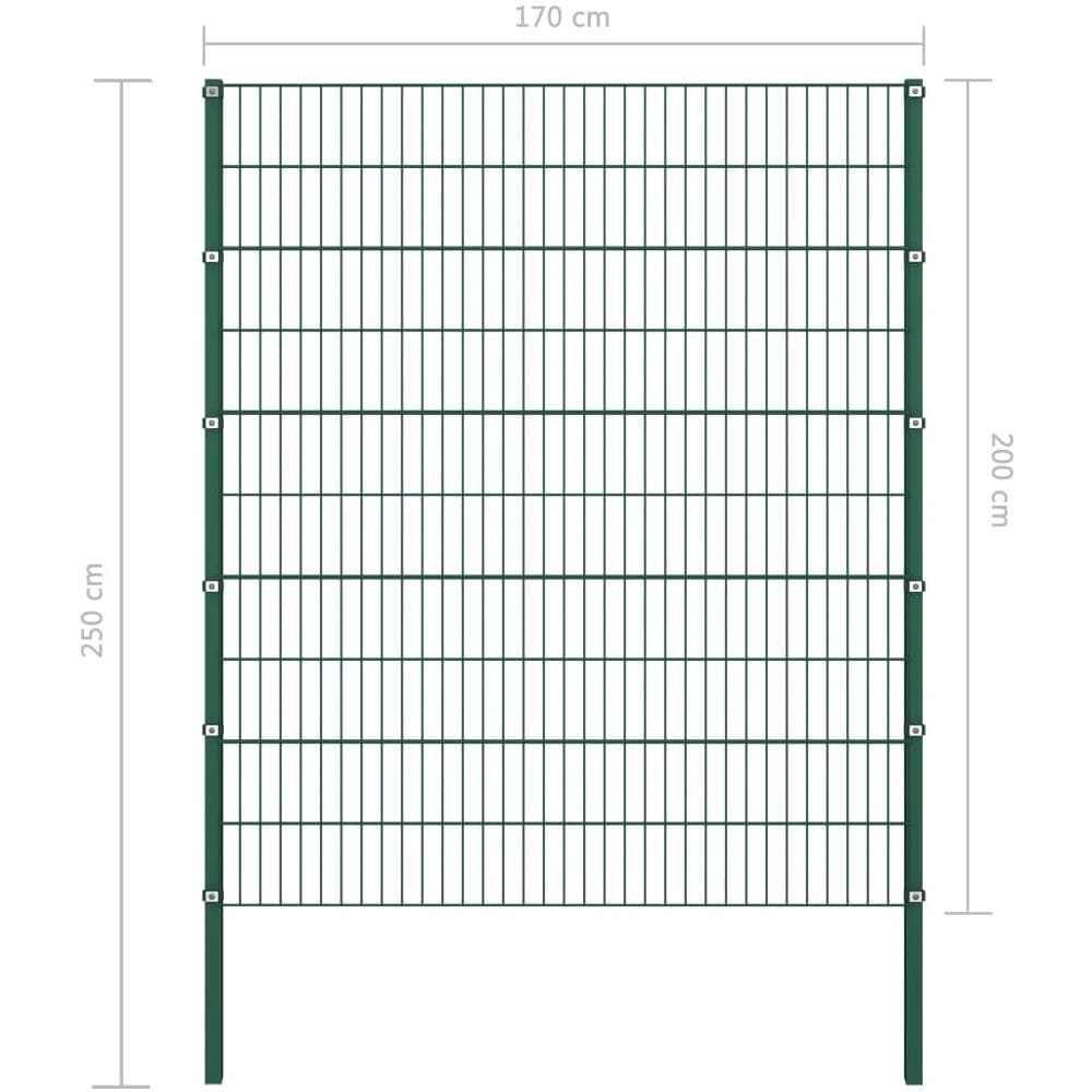 Pannello Di Recinzione Con Pali In Ferro 1,7x2 M Verde - Foto 4