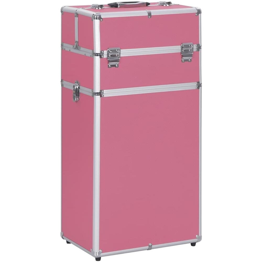 Valigia Trolley Per Cosmetici In Alluminio Rosa - Foto 1