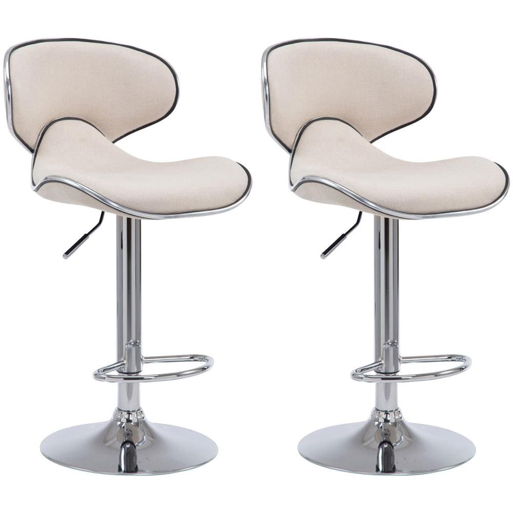 Set 2 Sgabelli Cucina Las Vegas V2 in Tessuto - Coppia Sedie Sgabello Imbottite Girevoli e Regolabili 62-82cm con Schienale Crema - Foto 1