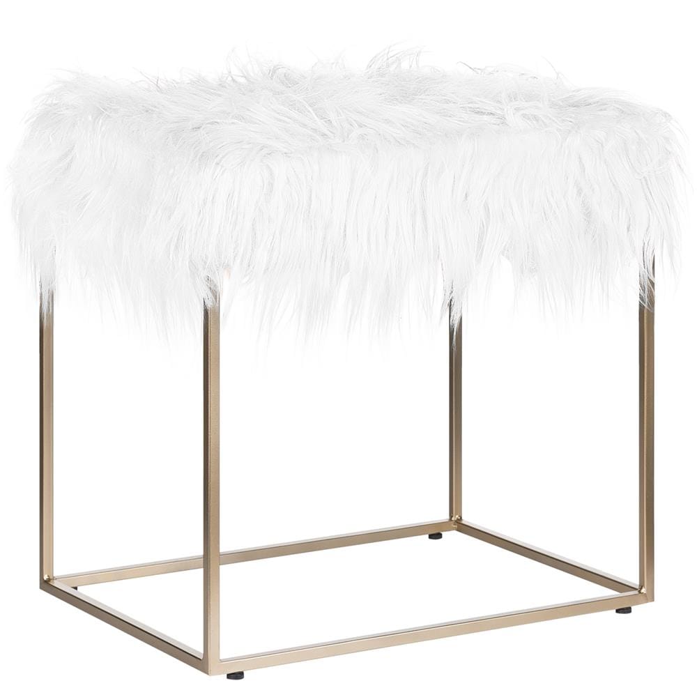 Sgabello Peloso In Colore Bianco Manhattan - Foto 1