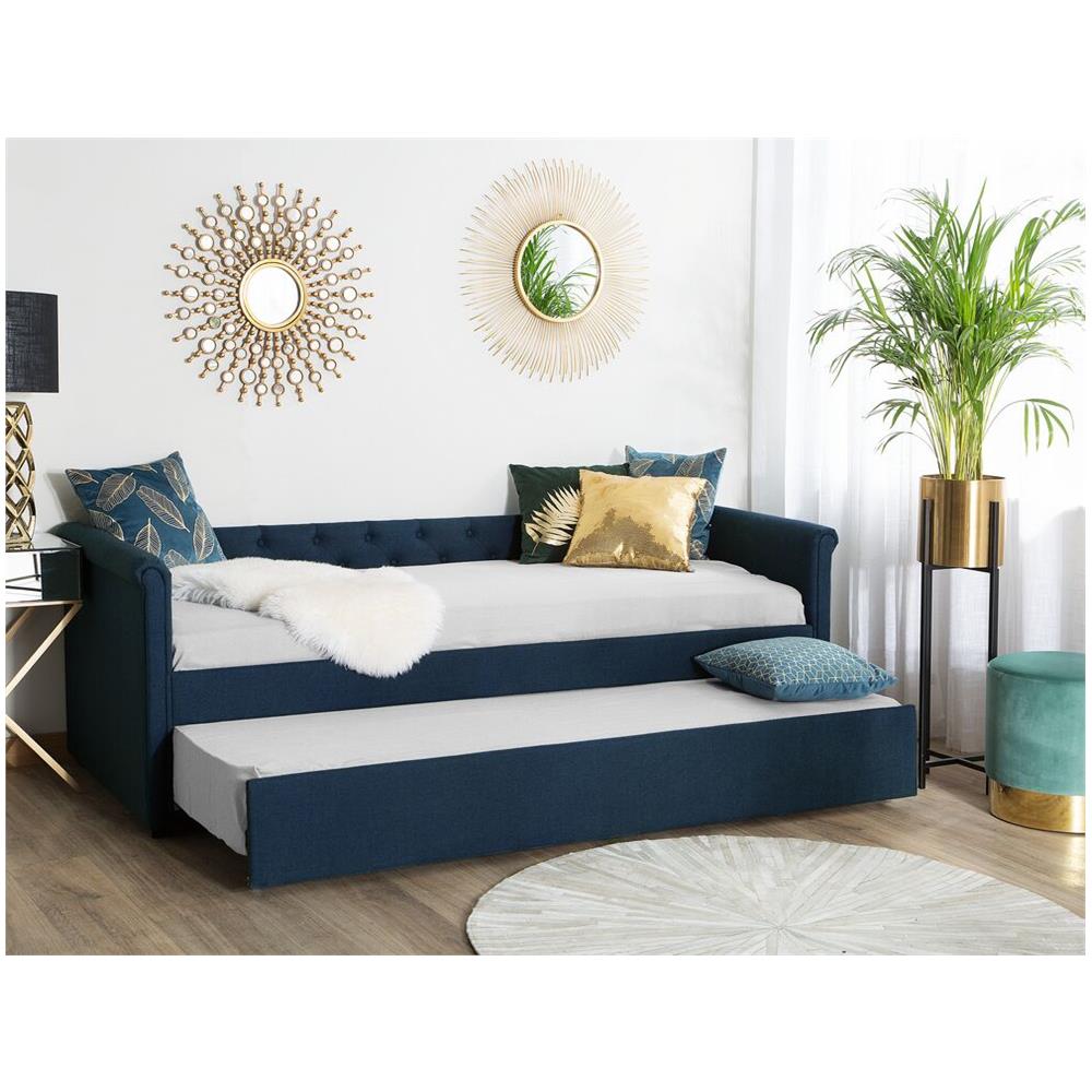 Letto Da Giorno In Tessuto Blu Marino 80x200cm Libourne - Foto 2