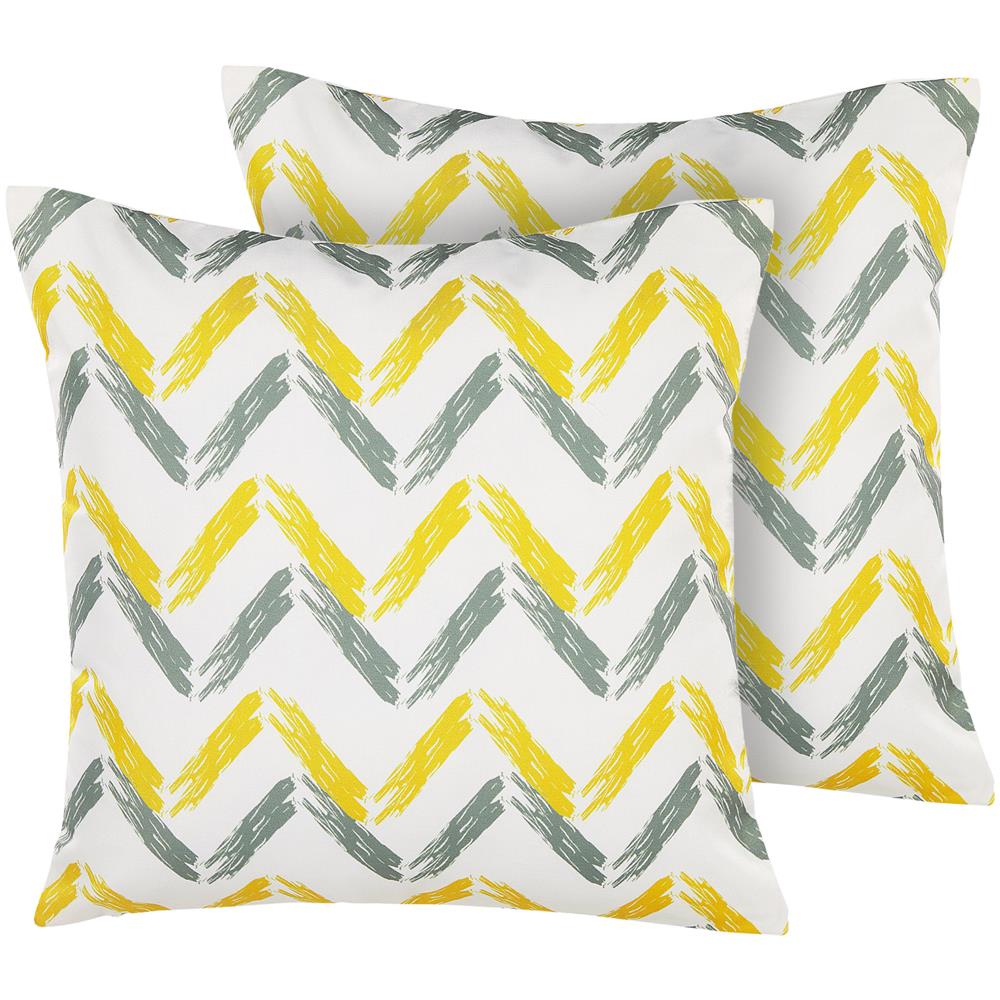 Set Di 2 Cuscini Da Esterno Motivo A Zig-zag Multicolore 45 X 45 Cm Affile - Foto 1