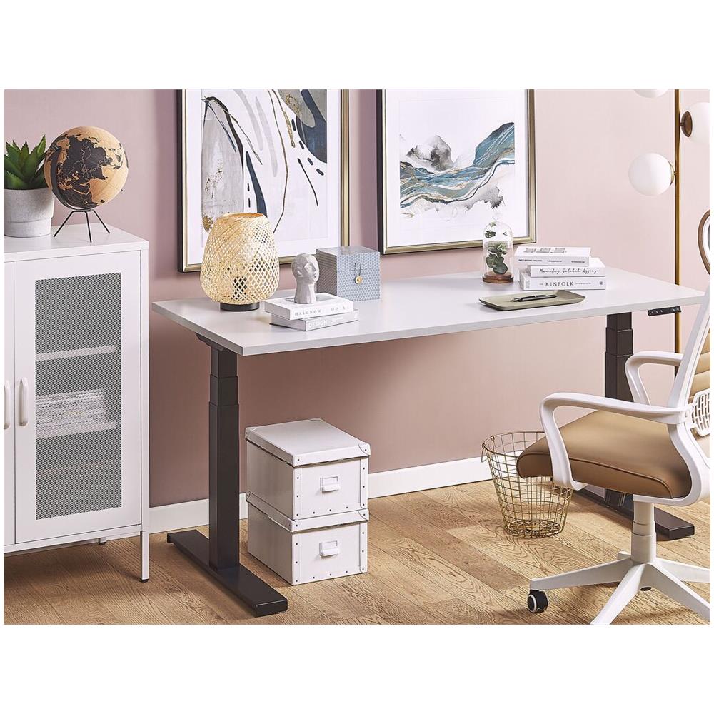 Scrivania Grigio / Nero 130 X 72 Cm Altezza Regolabile Elettricamente Destin Ii - Foto 1