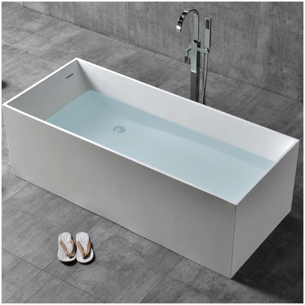 Vasca Da Bagno Free Standing Ines Artificial Stone Bianco Opaco Matt *** Misure : L170x72x55 Cm - Foto 2