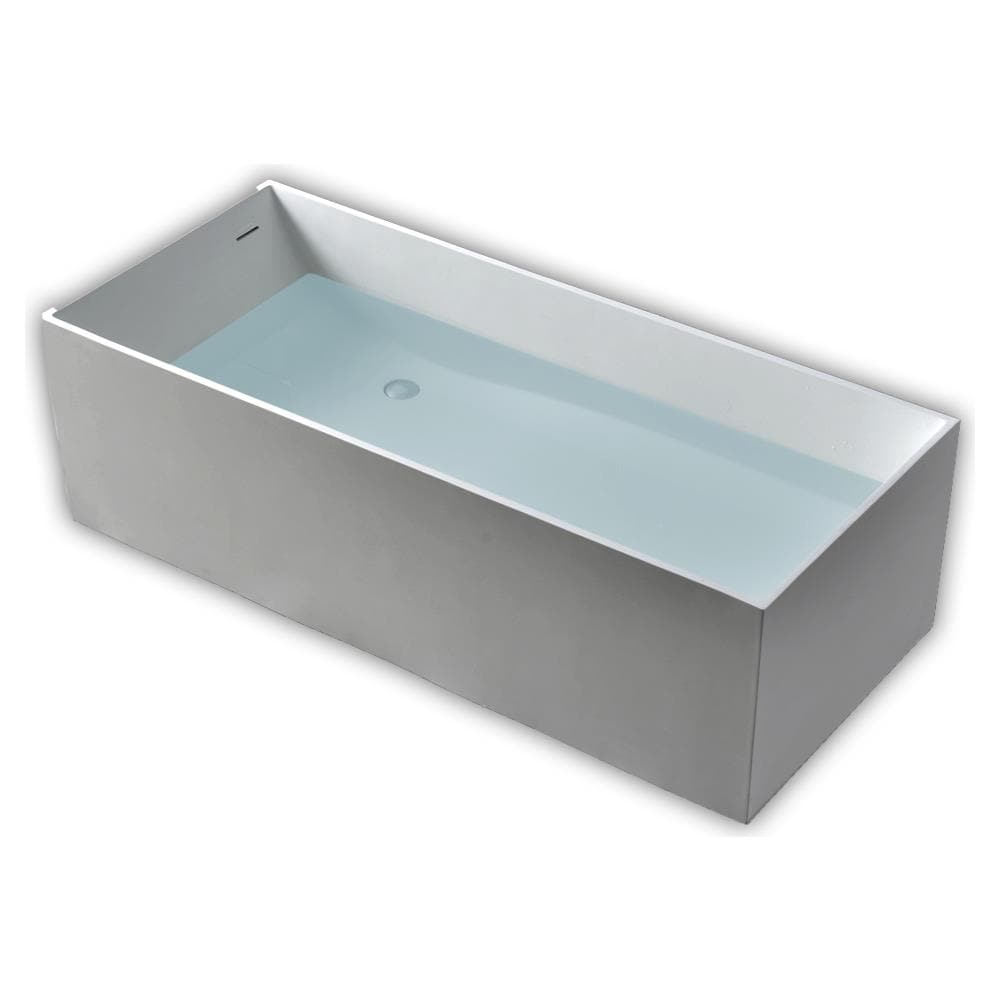 Vasca Da Bagno Free Standing Ines Artificial Stone Bianco Opaco Matt *** Misure : L170x72x55 Cm - Foto 1