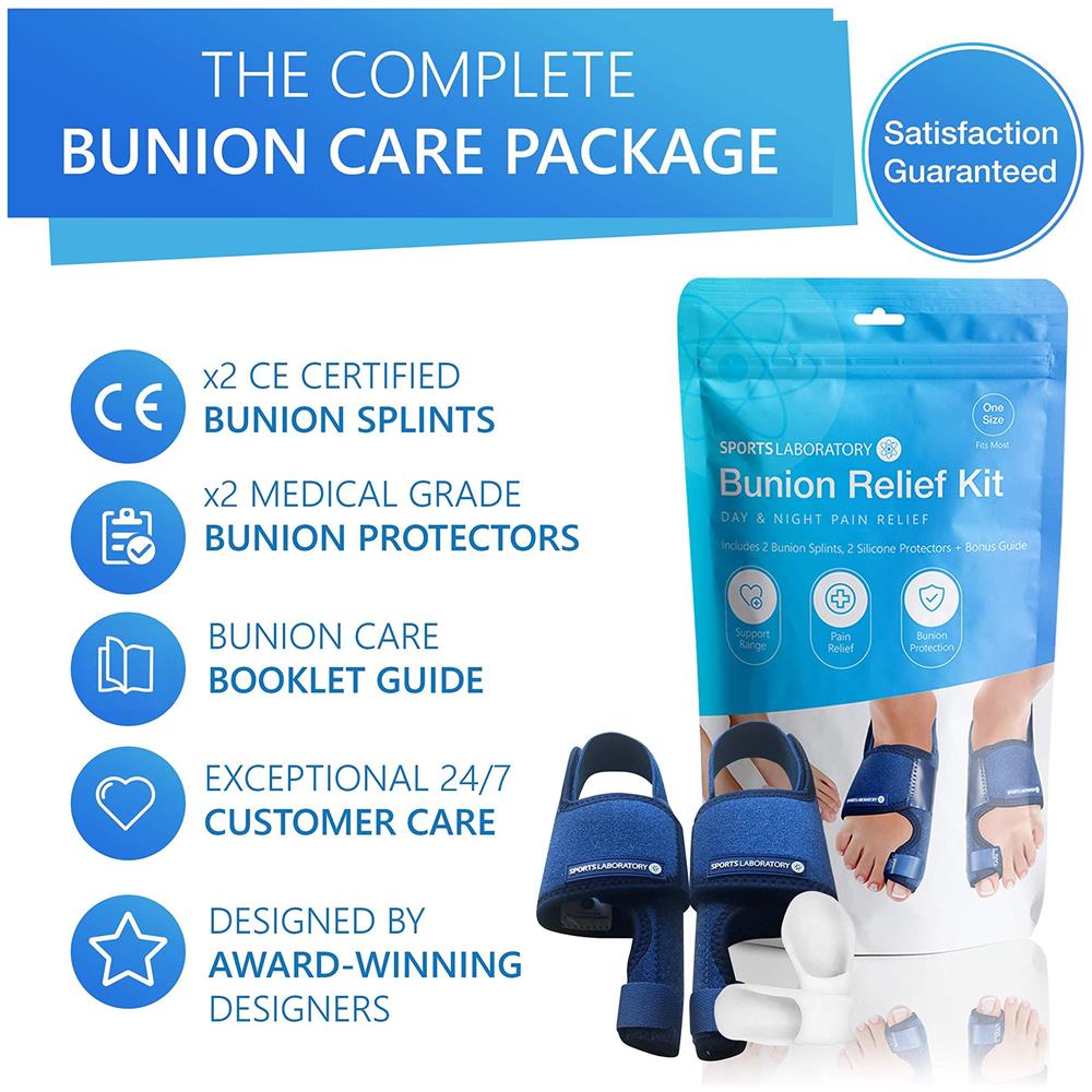 Sport Laboratorio Bunion Correttori Day Kit Notte 2x Bunion Stecche E 2x Big Toe Gel Raddrizzatori Guida Relief Libero Bunion Bunion Alluce Valgo Sollievo Dal Dolore E Protezione Misura Adattabile - Foto 2