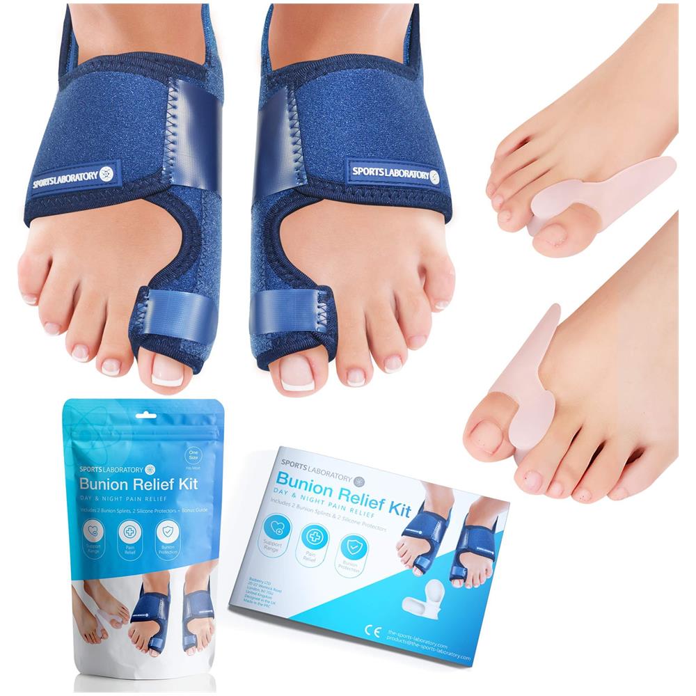 Sport Laboratorio Bunion Correttori Day Kit Notte 2x Bunion Stecche E 2x Big Toe Gel Raddrizzatori Guida Relief Libero Bunion Bunion Alluce Valgo Sollievo Dal Dolore E Protezione Misura Adattabile - Foto 1