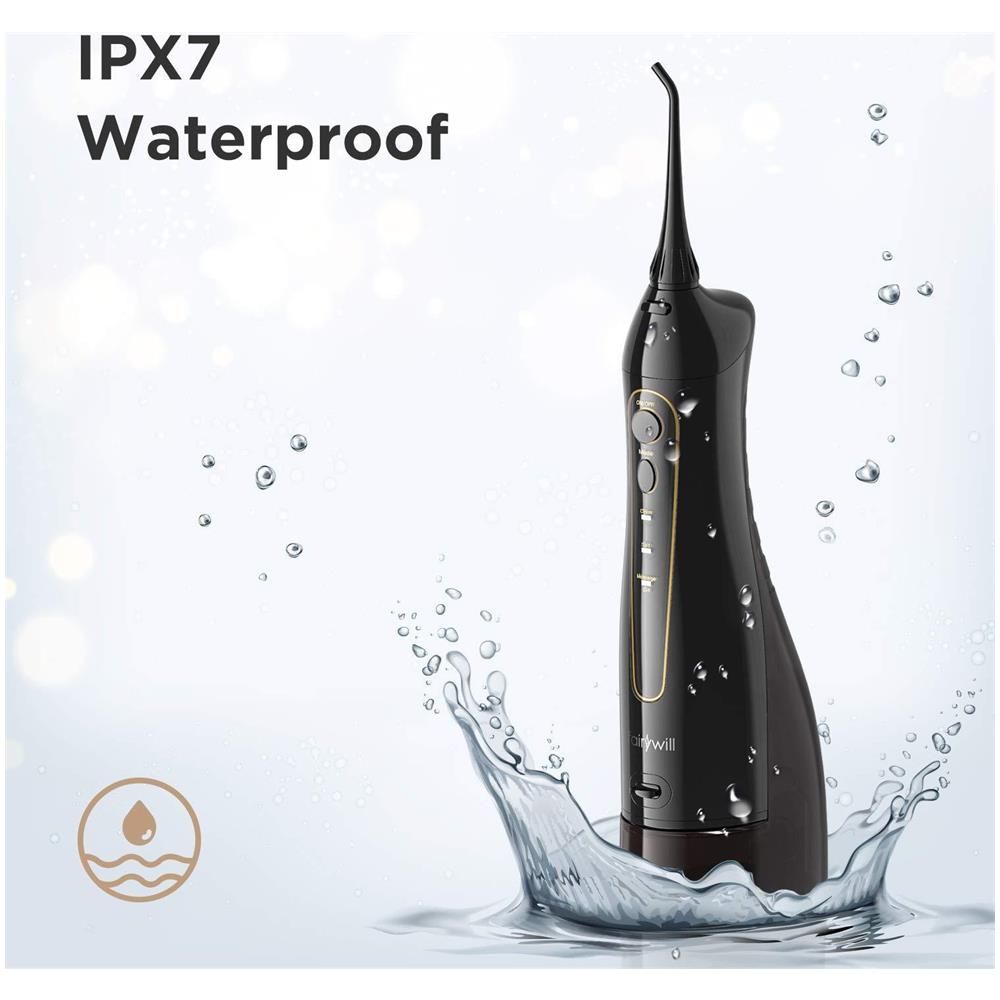 Versione Aggiornata Acqua Flosser Con 3 Modalit Portatile Professionale Acqua Flosser Per I Denti Bretelle Pulizia Ipx7 Impermeabile Usb Ricaricabile 8 Punte Nero - Foto 2