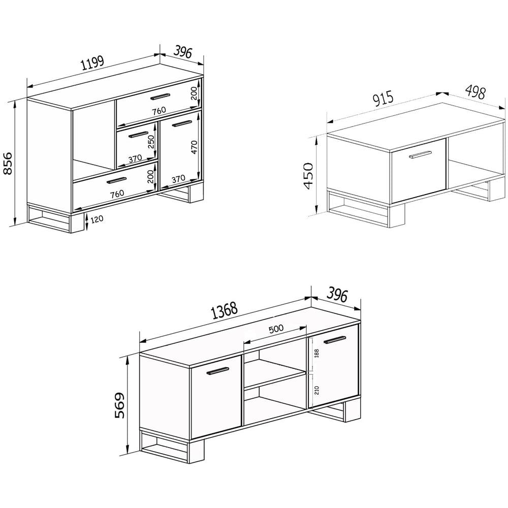 Loft Buffet / sideboard Set, Tavolino, Supporto Tv, Sala Da Pranzo, Credenza, Mobili Per Sala Da Pranzo - Foto 10