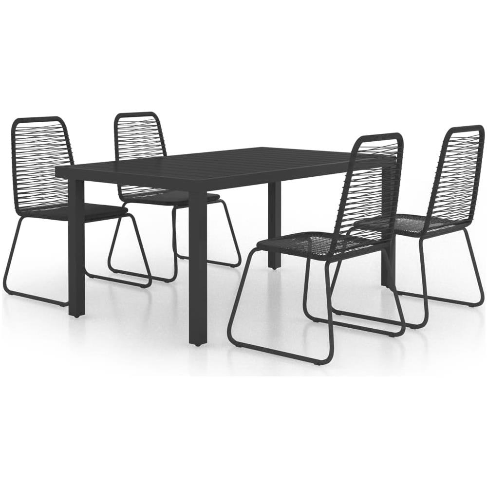 Set Da Pranzo Da Giardino 5 Pz In Rattan Pvc Nero - Foto 1