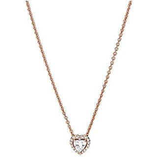 Collana Cuore Placcato Oro Rosa Con Zirconi - Catena Regolabile 43-49 Cm, Gioiello Elegante Per Donna, Vorisma