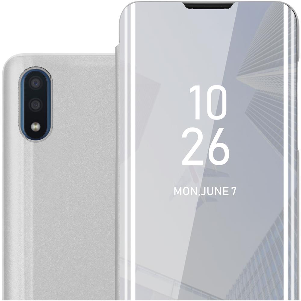 Custodia Compatibile Con Samsung Galaxy A01 In Agata Argento - Clear View Specchio Coperchio Protettivo Con Funzione Di Supporto Protezione A 360 Gradi - Foto 1