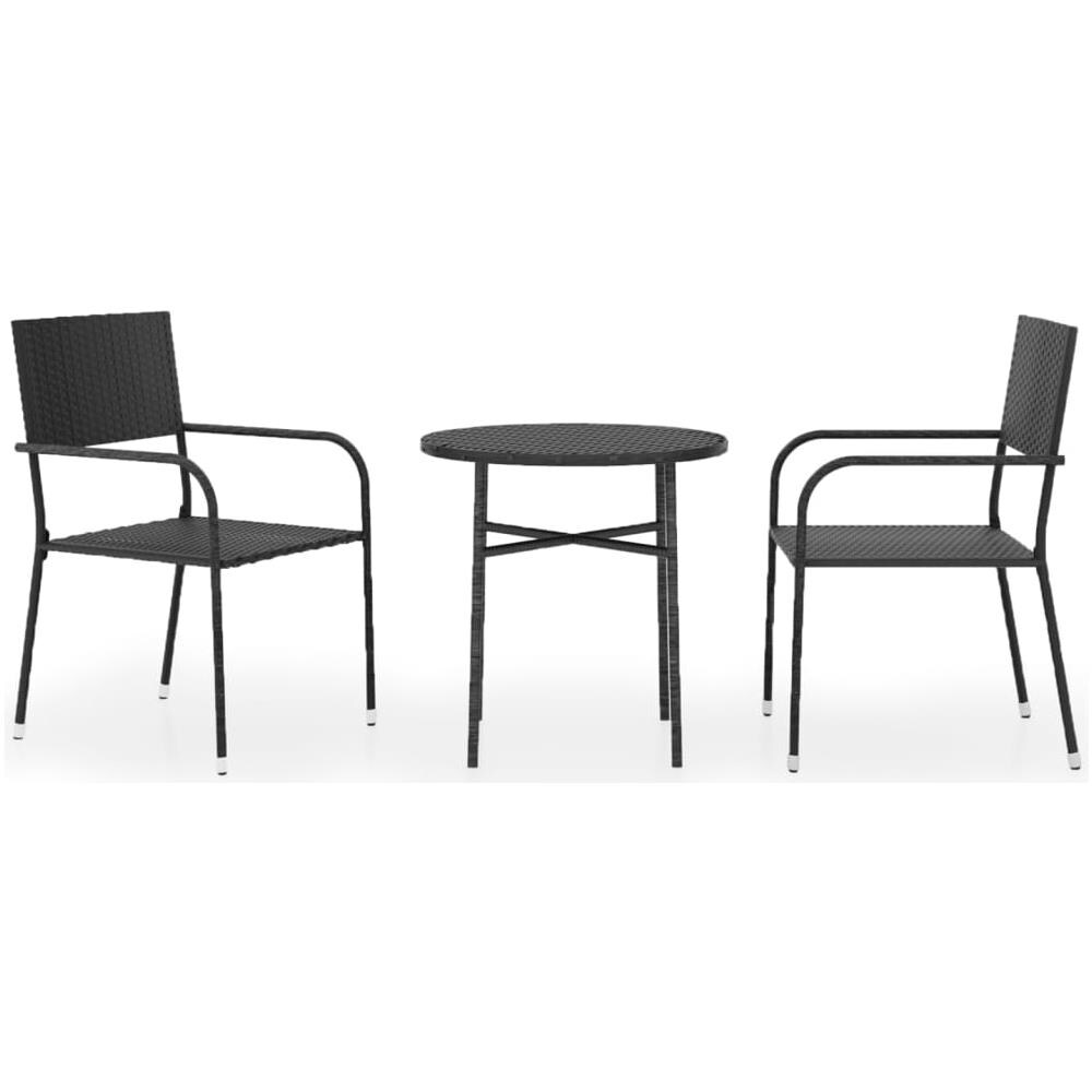 Set Mobili Da Pranzo Per Giardino 3 Pz Polyrattan Nero - Foto 2