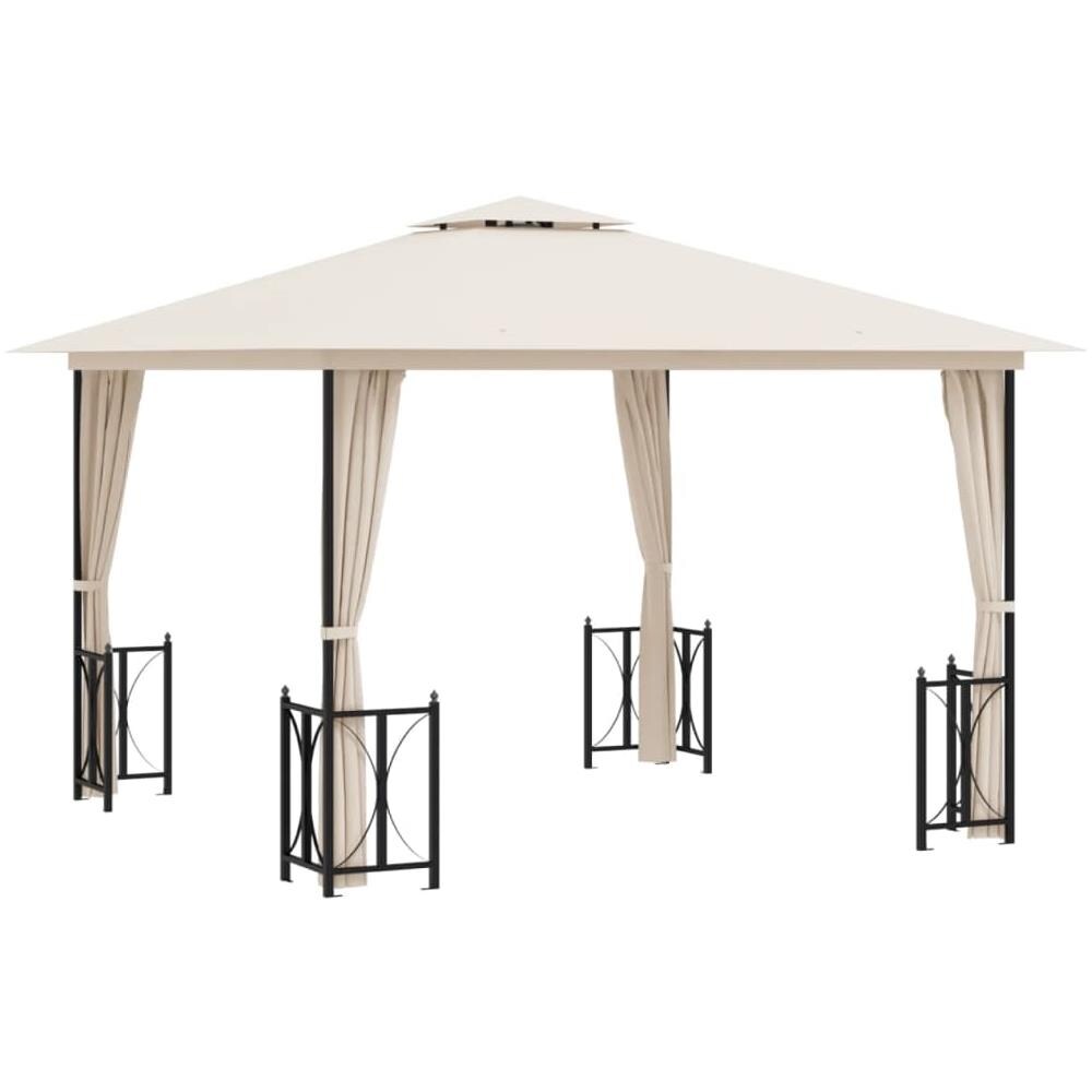 Gazebo Con Teli Laterali E Doppio Tetto 3x3 M Crema - Foto 1
