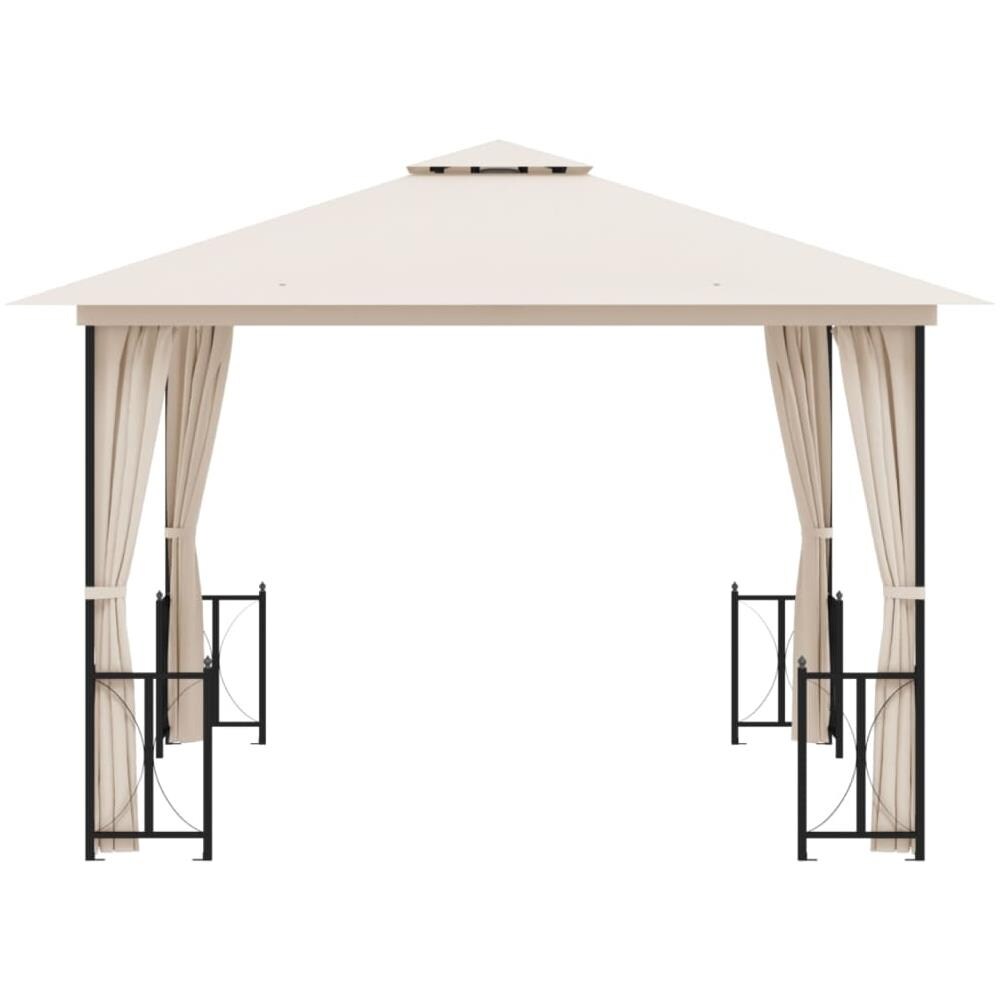 Gazebo Con Teli Laterali E Doppio Tetto 3x3 M Crema - Foto 2