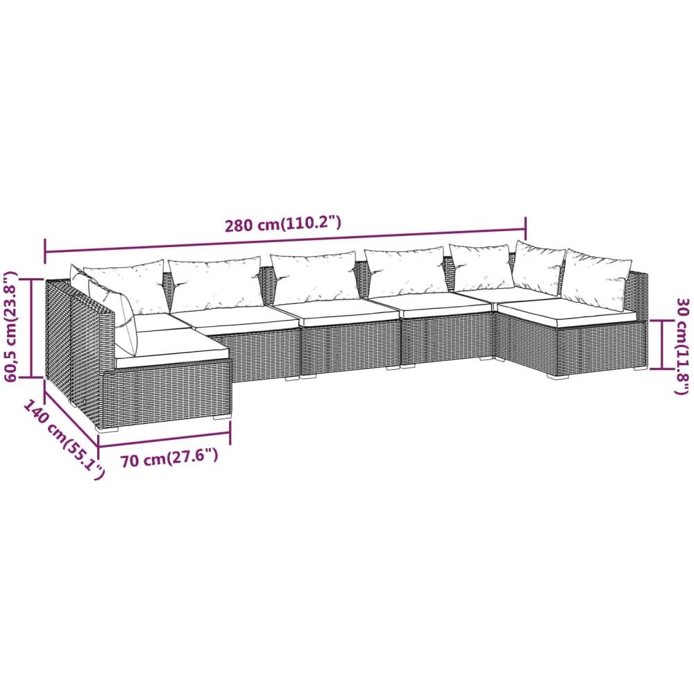 Set Divani Da Giardino 7 Pz Con Cuscini In Polyrattan Marrone - Foto 2