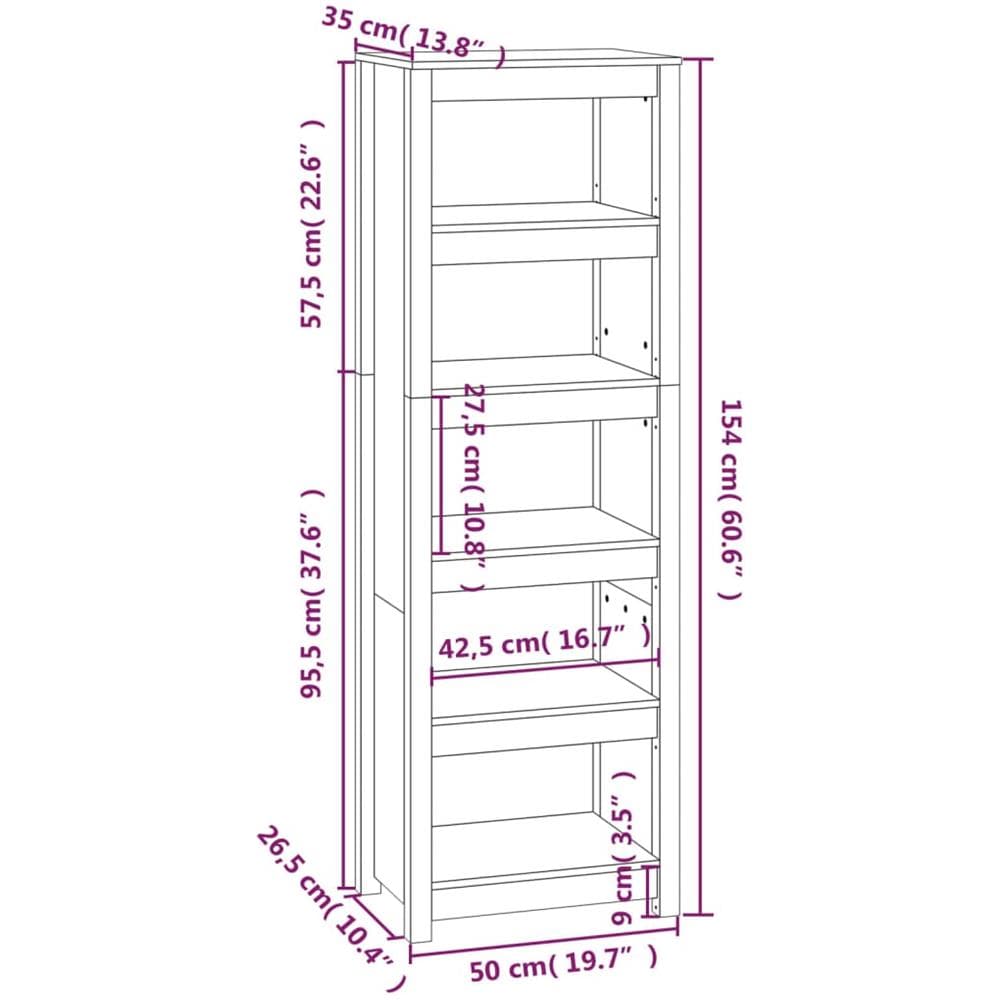 Libreria Grigia 50x35x154 Cm In Legno Massello Di Pino - Foto 8
