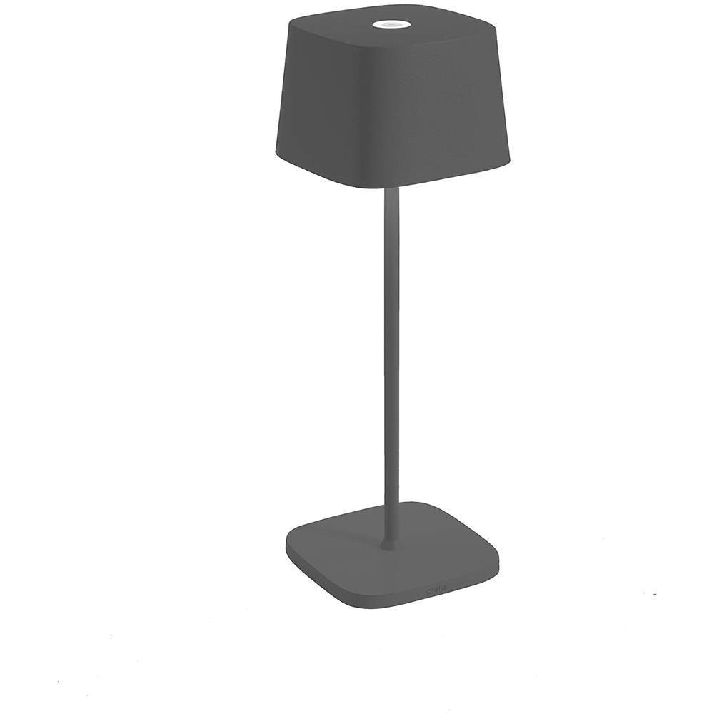 Lampada da Tavolo Ofelia Pro Dimmerabile in Alluminio Base di Ricarica a Contatto Protezione IP65 per Uso Interno /Esterno Colore Grigio Scuro - Foto 1