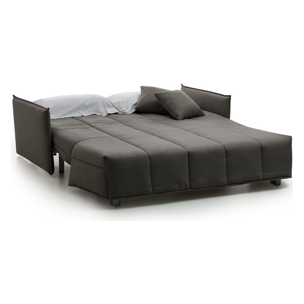 Divano Letto Alissa, Divano A 2 Posti, 100% Made In Italy, Sofà Soggiorno Con Apertura A Carrello, In Tessuto Imbottito, Con Braccioli Standard, Cm 150x90h85, Grigio - Foto 4