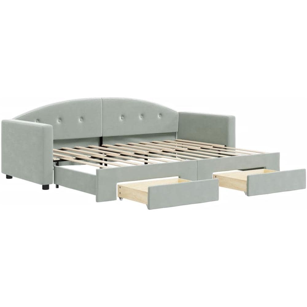 Divano Letto Estraibile Cassetti Grigio Chiaro 80x200cm Velluto - Foto 1