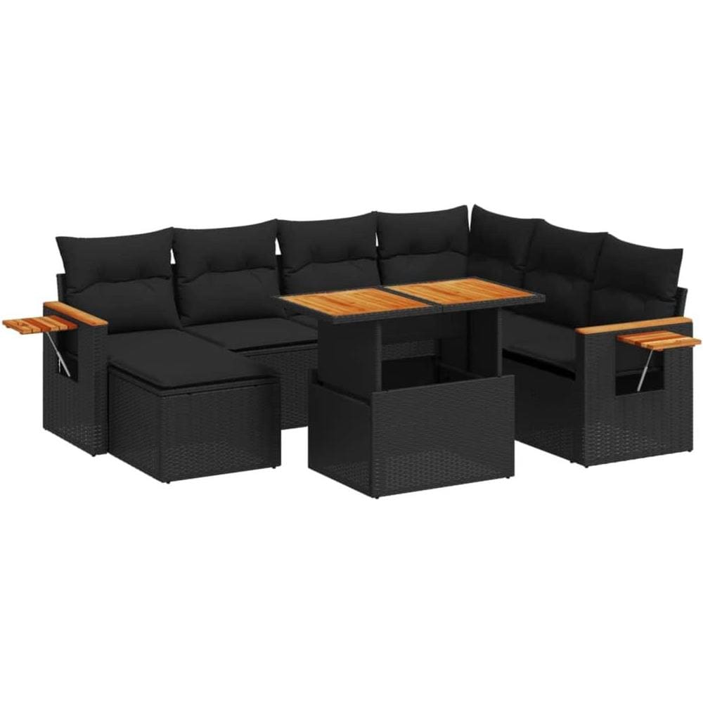 Set Divani da Giardino con Cuscini 8 pz Nero in Polyrattan - Foto 1