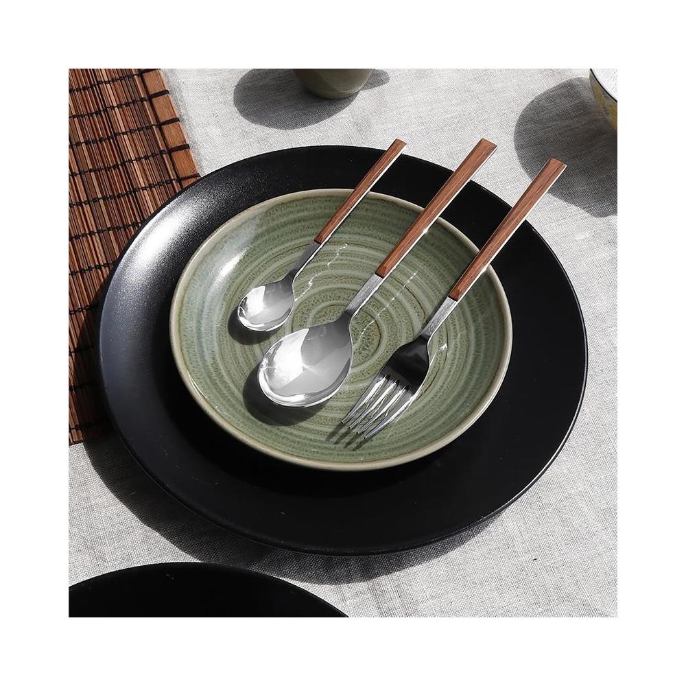 Sushi Queen set 24 posate da tavola in acciaio lucido con manico mogano Made in Italy - Foto 2