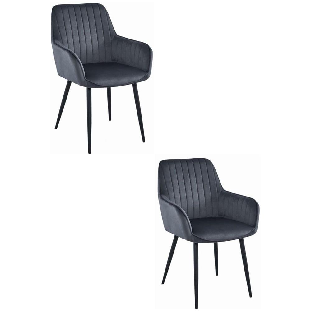 Sedia SELO - Velluto grigio scuro con gambe nere x 2 - Foto 1