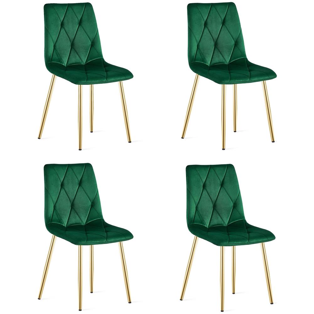 Sedia TYRA - Rivestimento in velluto verde scuro con gambe dorate x 4 - Foto 1
