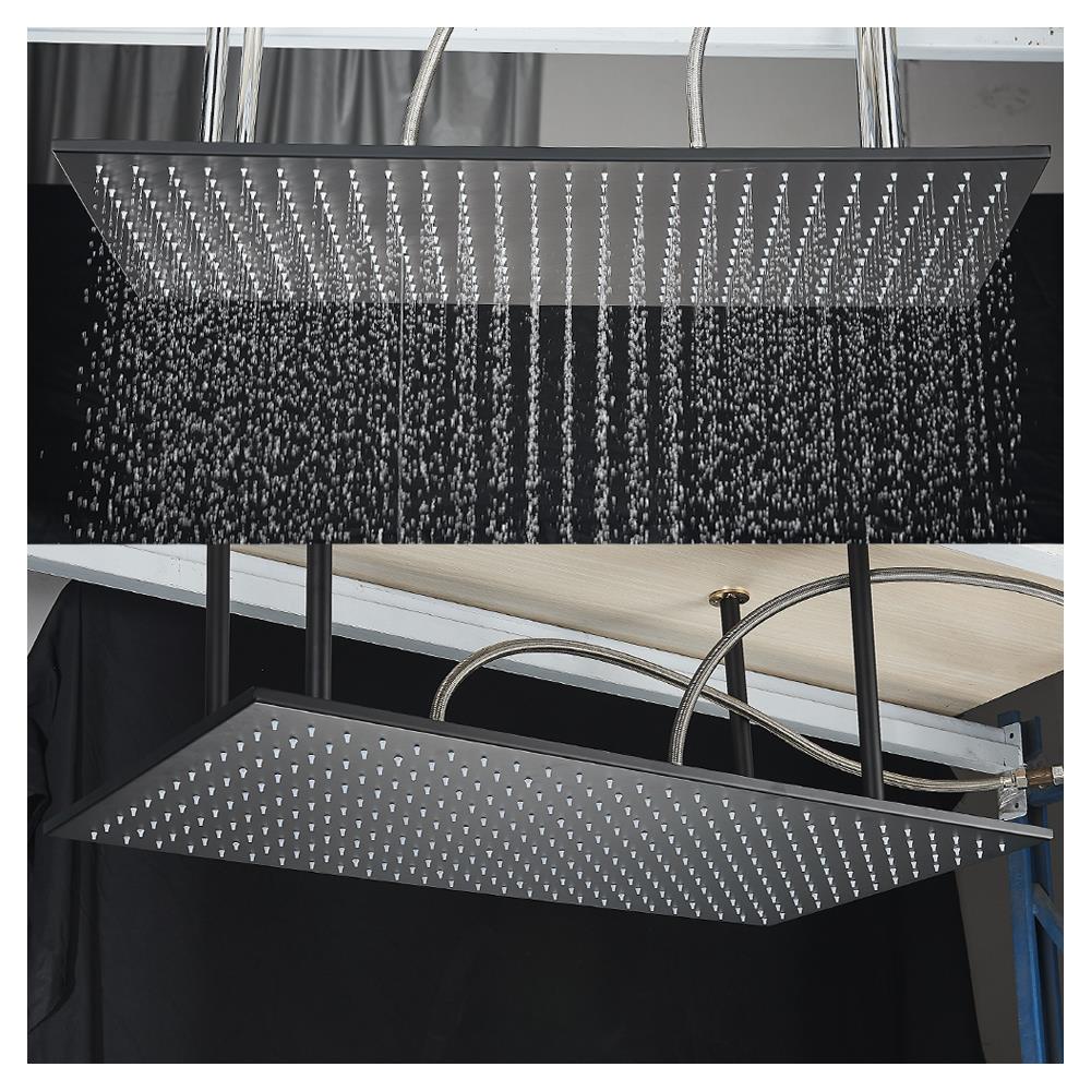 Set miscelatore doccia, Blackswan, tipo M158, modello nero opaco, 3 vie, termostato, bocca mobile e montaggio a soffitto, misura 80 cm - Foto 4