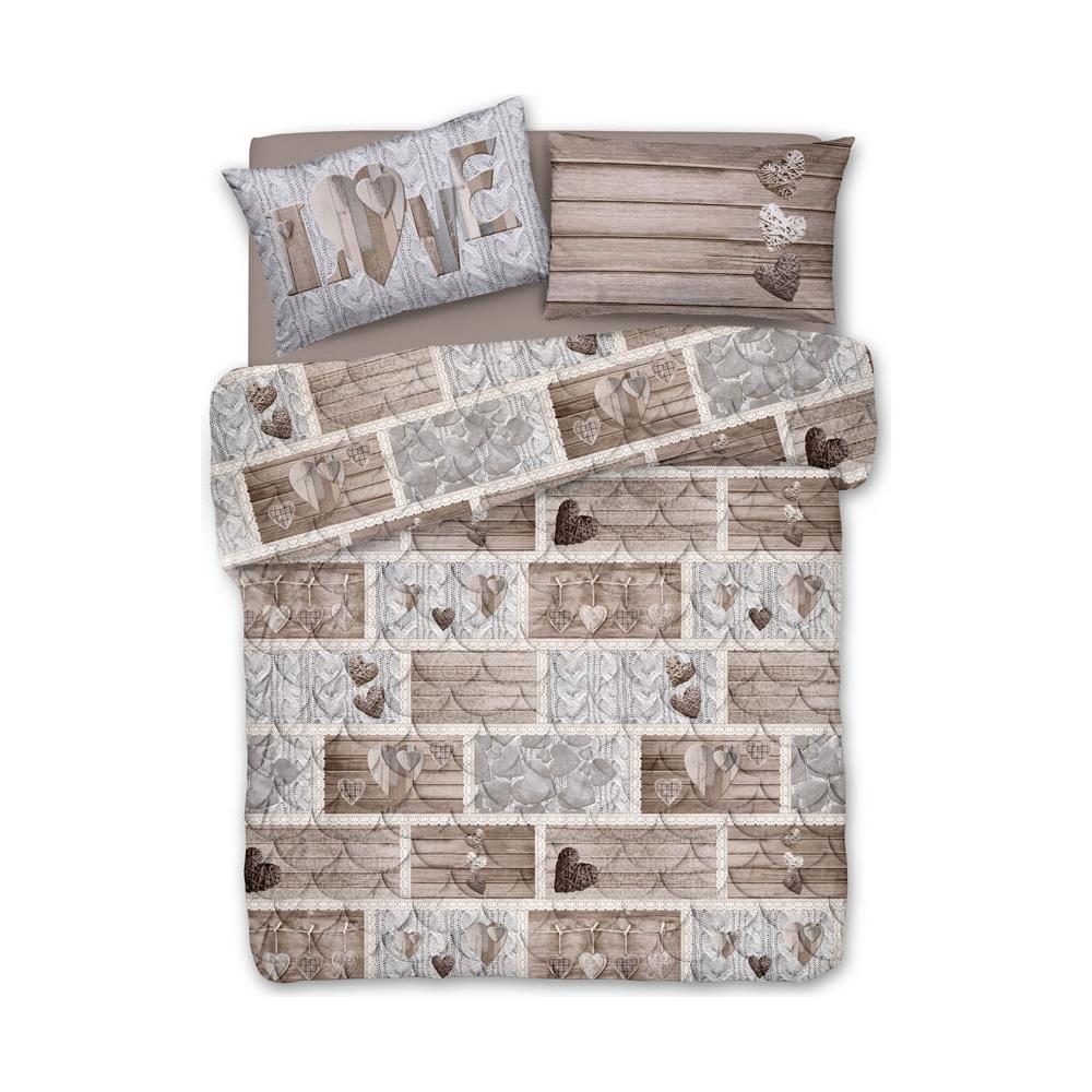 Copripiumino 100% Cotone Shabby Love 2 Piazze | Parure Letto Matrimoniale Rosso | Linea Pensieri Delicati