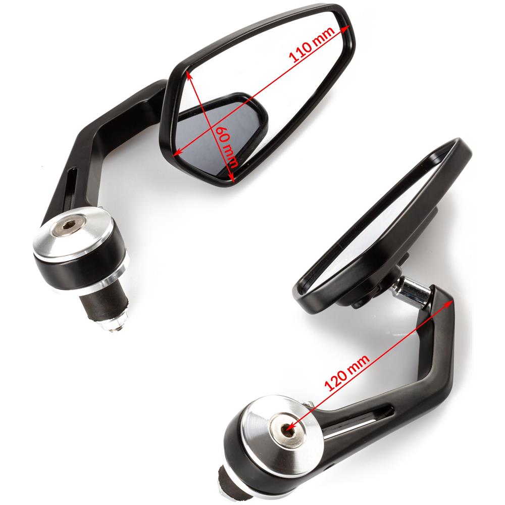 Specchietti 22mm Manubrio Moto Retrovisori Metallo Universali Ovali Argento - Foto 3