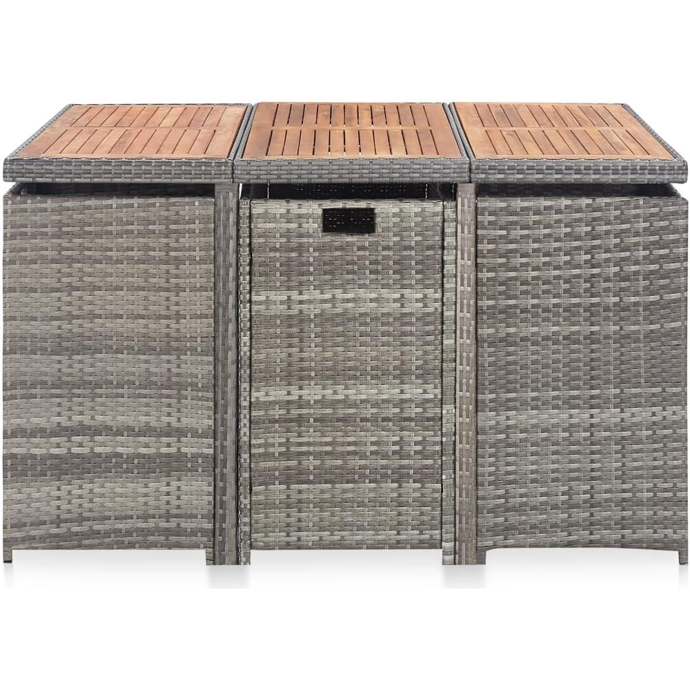 Set Da Pranzo Da Giardino 11 Pz Polyrattan E Acacia Antracite - Foto 2