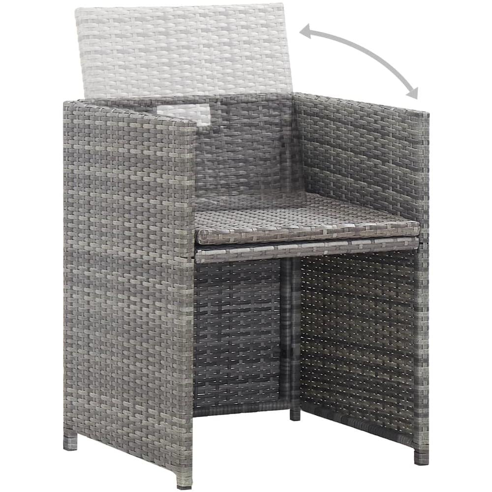 Set Da Pranzo Da Giardino 11 Pz Polyrattan E Acacia Antracite - Foto 8