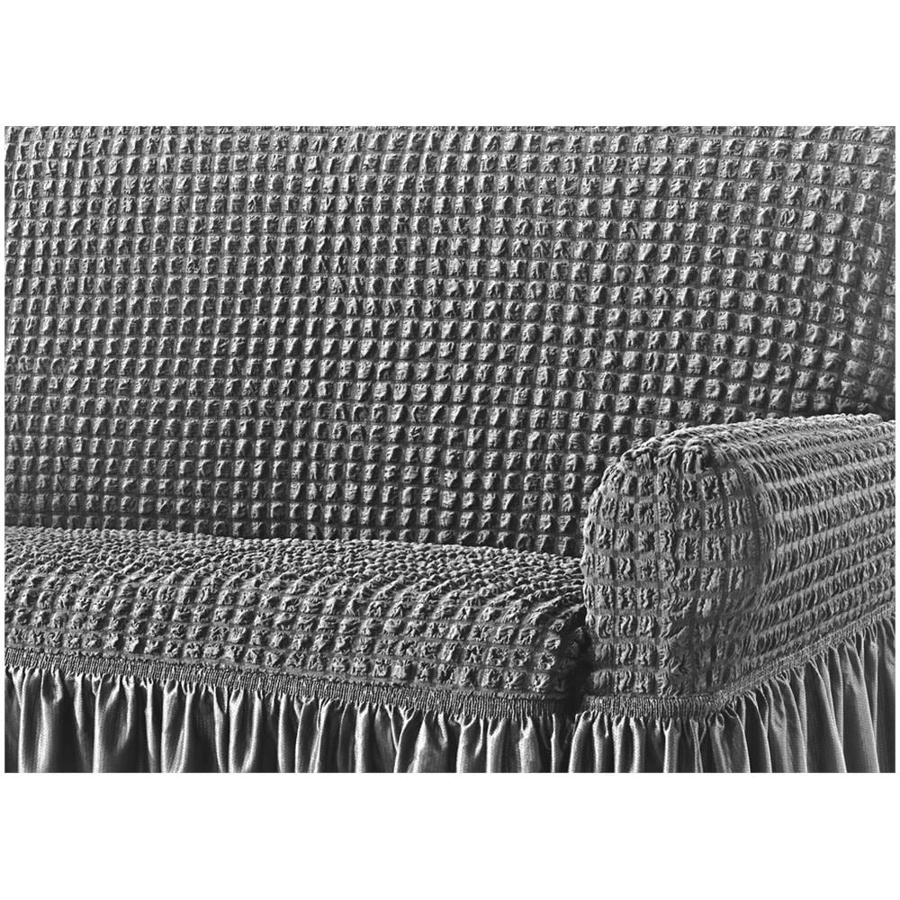 Copridivano Elasticizzato Arricciato Con Volants Tinta Unita Luxory Grigio Chiaro 4 Posti Grigio Ch - Foto 11