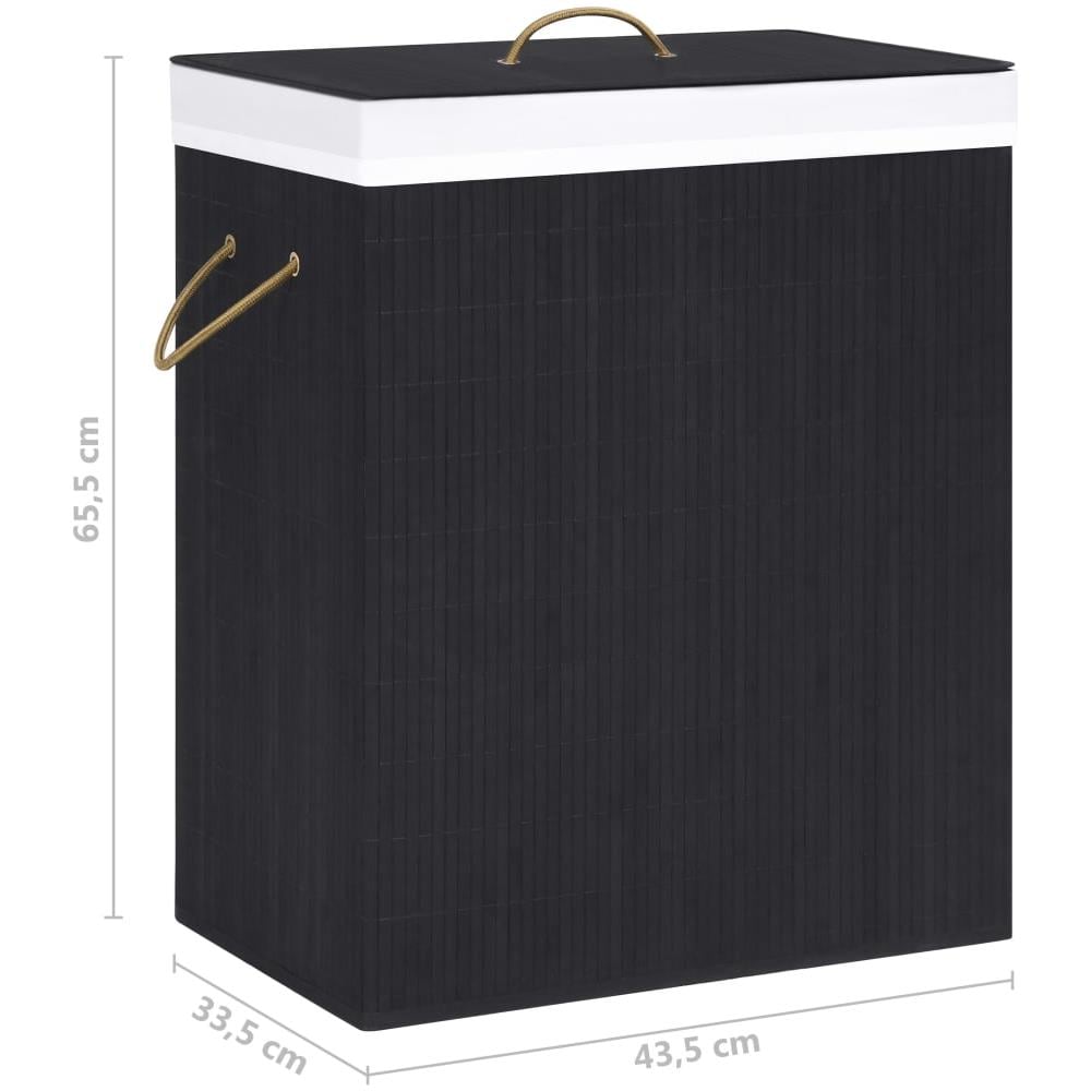 Cesto Portabiancheria in Bambù a Sezione Singola Nero 83 L - Foto 8
