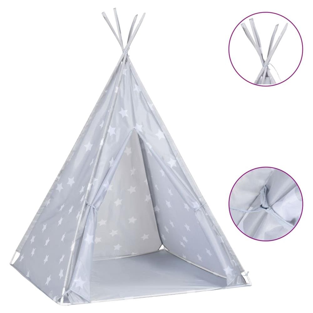 Tenda Tipi Bambini con Borsa Grigio Poliestere 115x115x160cm - Foto 1