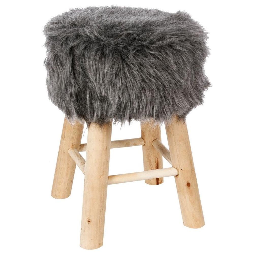 Taboret Per Sedute, Sgabello Piccolo Con Pelliccia Di Buon Gusto, Poggiapiedi Piccolo Di Uso Universale. - Foto 1