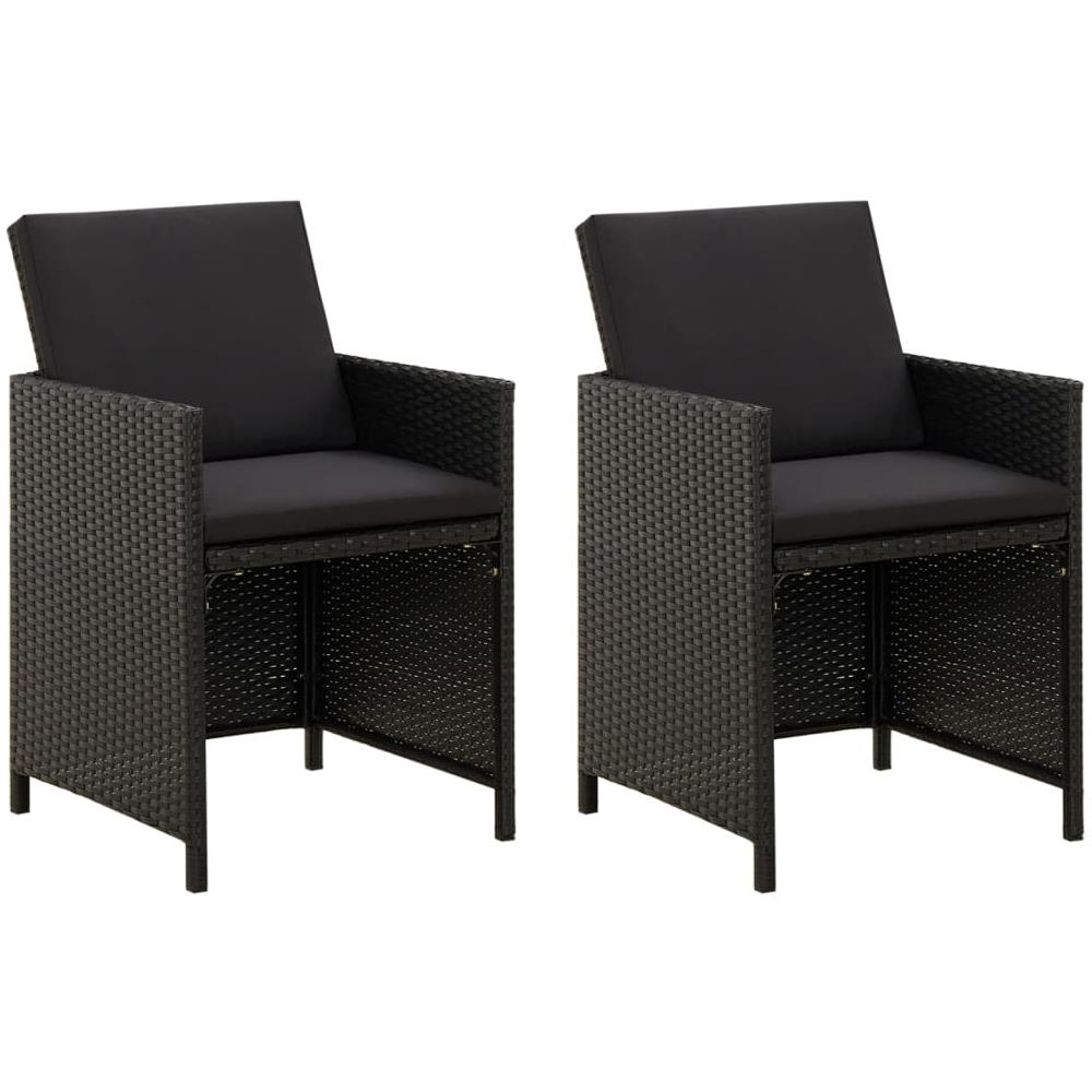 Sedie Da Giardino Con Cuscini 2 Pz In Polyrattan Nere - Foto 1